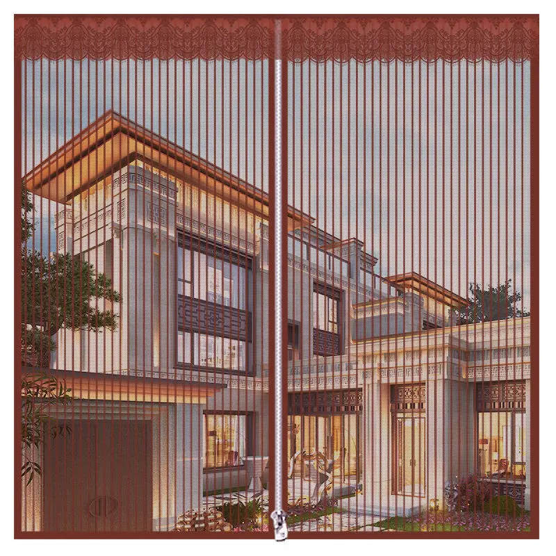 Wholesale Anti Mosquito Magnetic Net Summer High Quality Strip Home Window Curtain With Lace Trim