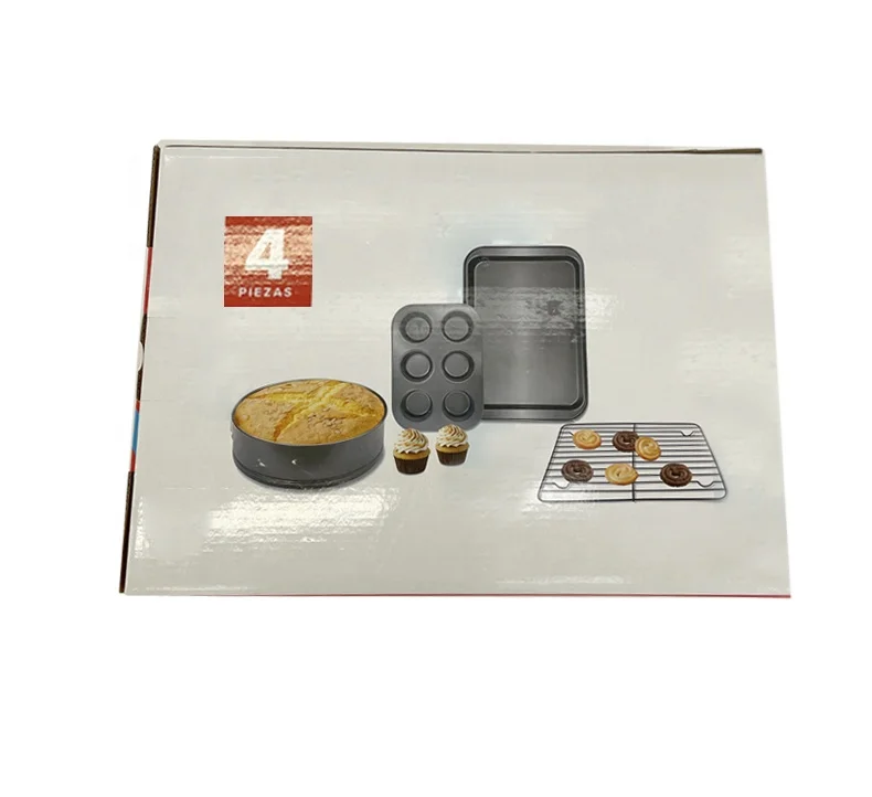 4 Pcs Carbon Steel Nonstick Bakeware Set Muffin Cupcake Pan Baking Sheet Pan With Rack Springform Pan