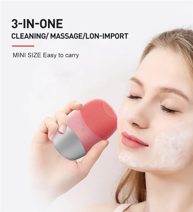 USB charge vibration pore deep cleaning silica gel massage facial cleansing