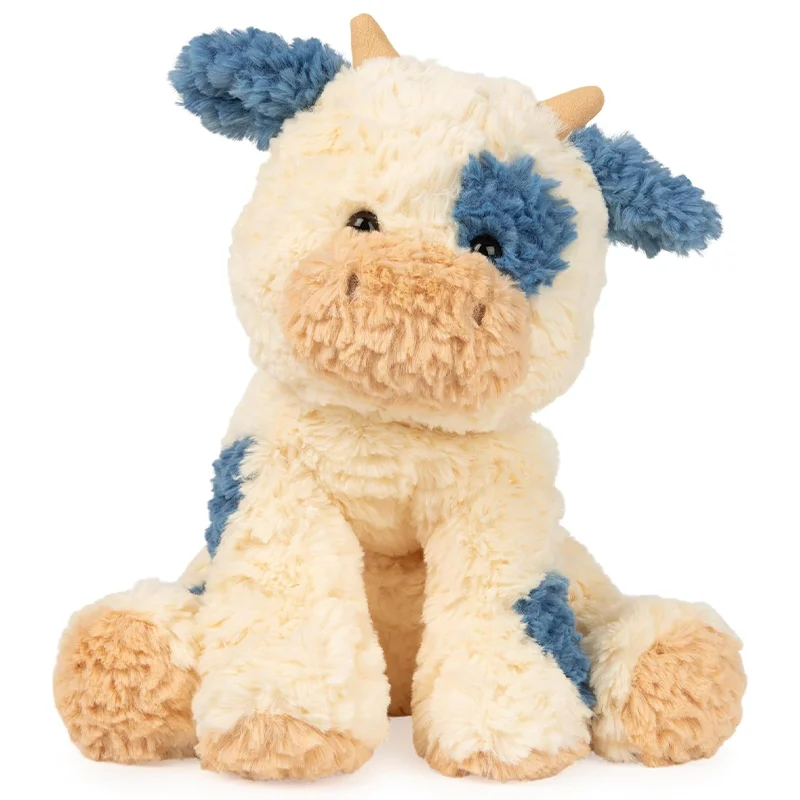 Custom Cow Plush Doll Soft Microwavable Stuffed Animal Cute Cream Blue Cow Plush Toy