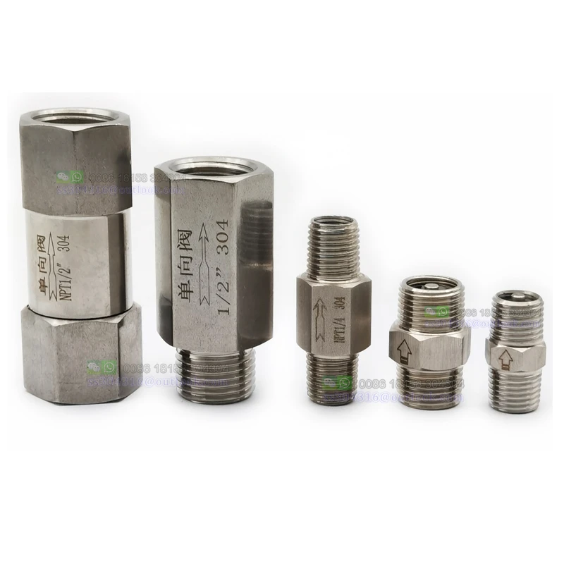 Manufacturer  Stainless Steel inline male check valve Straight Spring Loaded Male Threaded One Way Check Valve