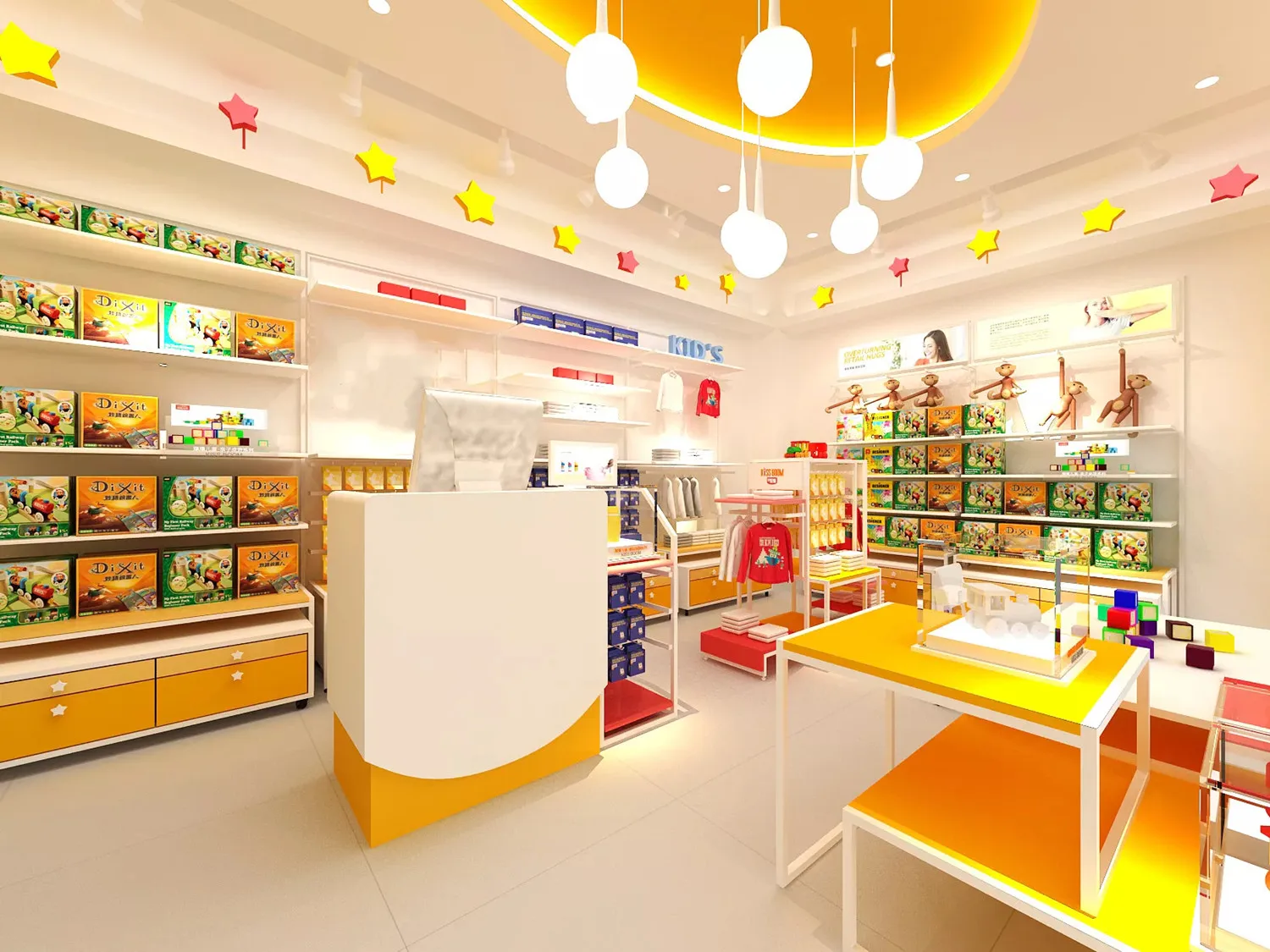 Красивая Детская витрина для магазина красочных игрушек дизайн интерьера