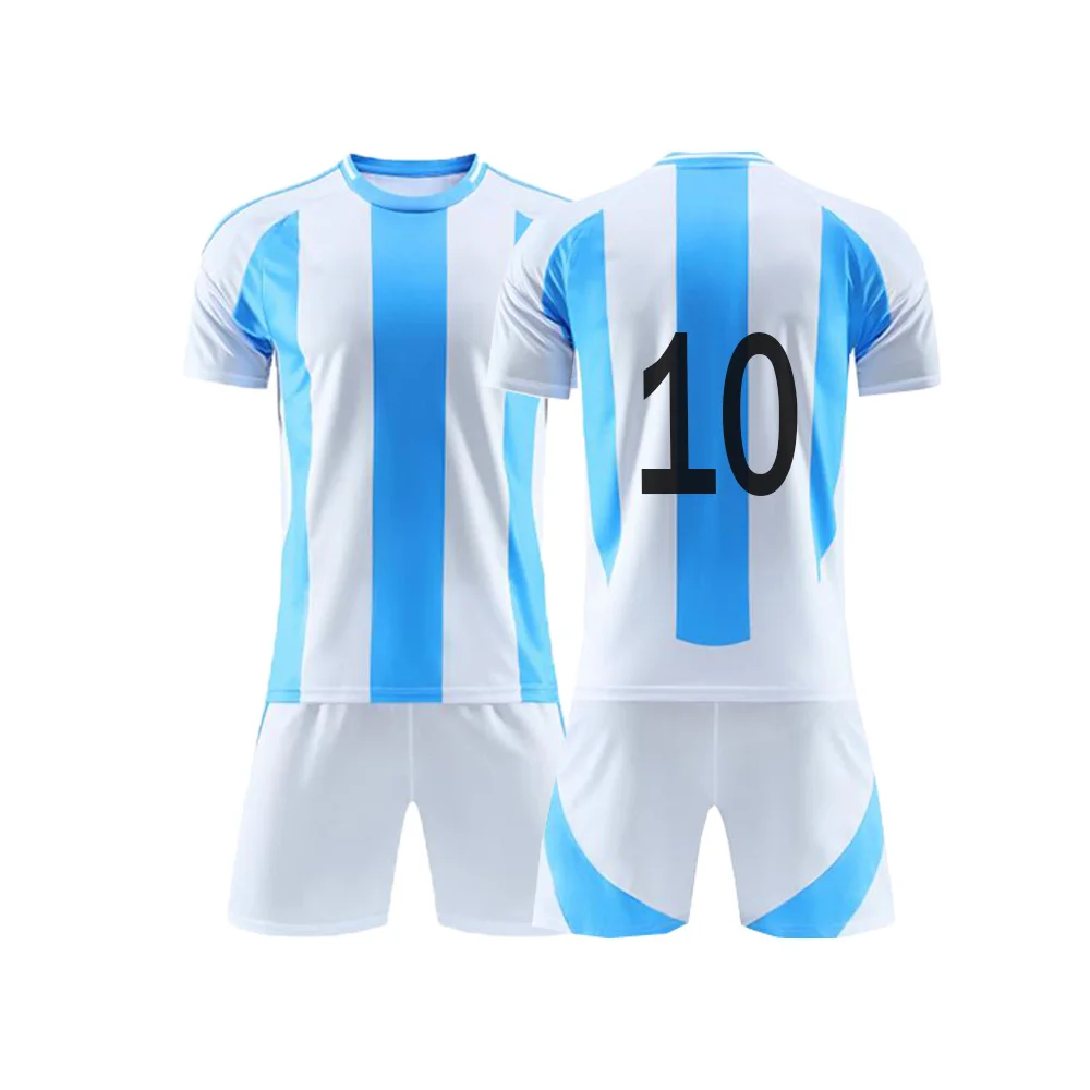 High Quality Men Football Kits Custom Design Sublimation Blue Argentina Soccer Jersey Uniform