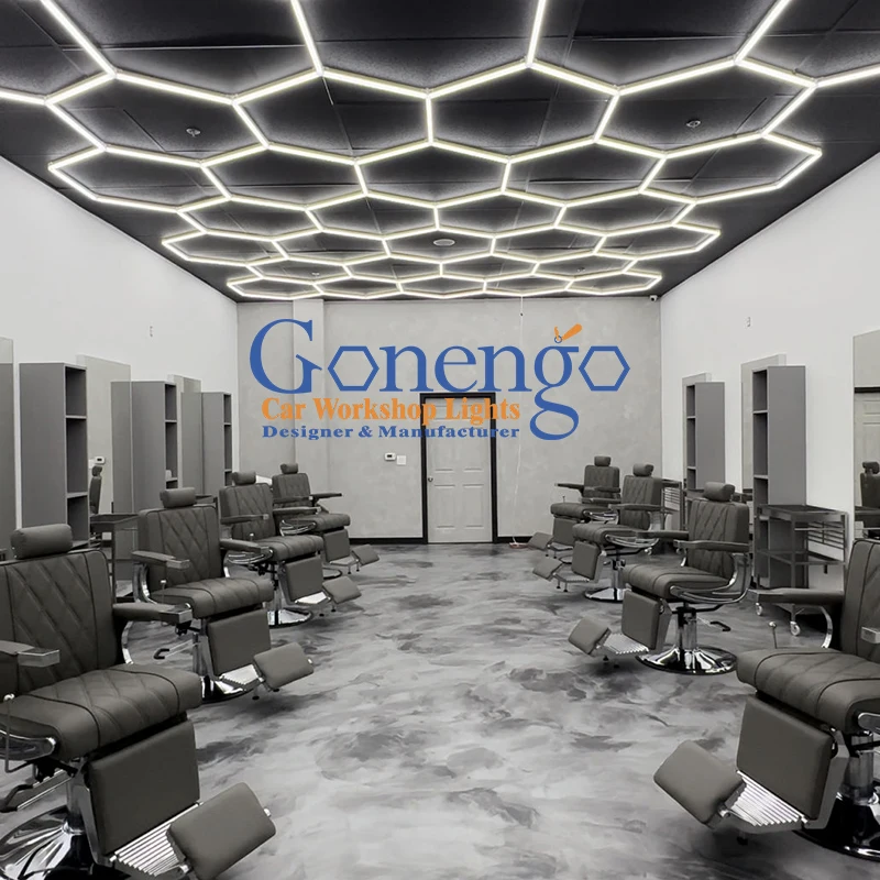 Modern Hair Salon Beauty Lighting Popular Super Brightness Hexagon Lighted Barber Station