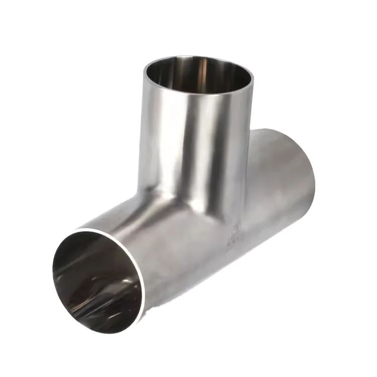 304 316 Sanitary 3 Way Pipe Tee Fitting Stainless Steel Equal Pipe Tees Butt Weld Ends
