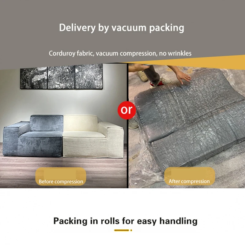 Modular Design Microfiber Fabric Couch Living Room Sofa Set Home Furniture Sectional Modern Luxury Vacuum Pack Compression Sofa