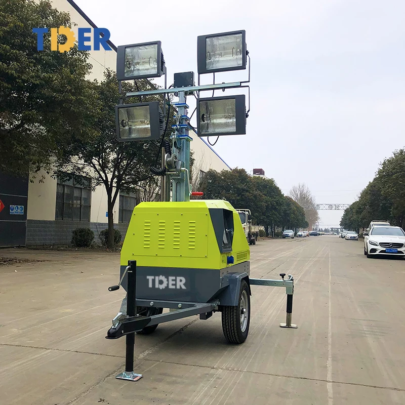 TDER new 200W LED Lighting Hydraulic High Mast Diesel Outdoor Mobile 7m Vehicle-Mounted Light Tower