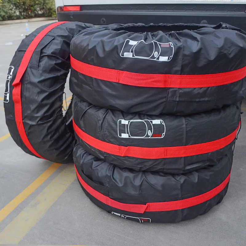 1PC 4PCS Car Spare Tire Cover Case Polyester Auto Wheel Tire Storage Bags Vehicle Tyre Accessories Dust-proof Protector Styling