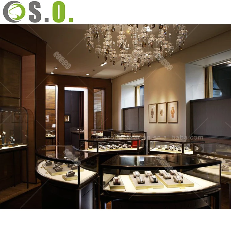 ODM jewelry display showcase with mirror cabinet for shop