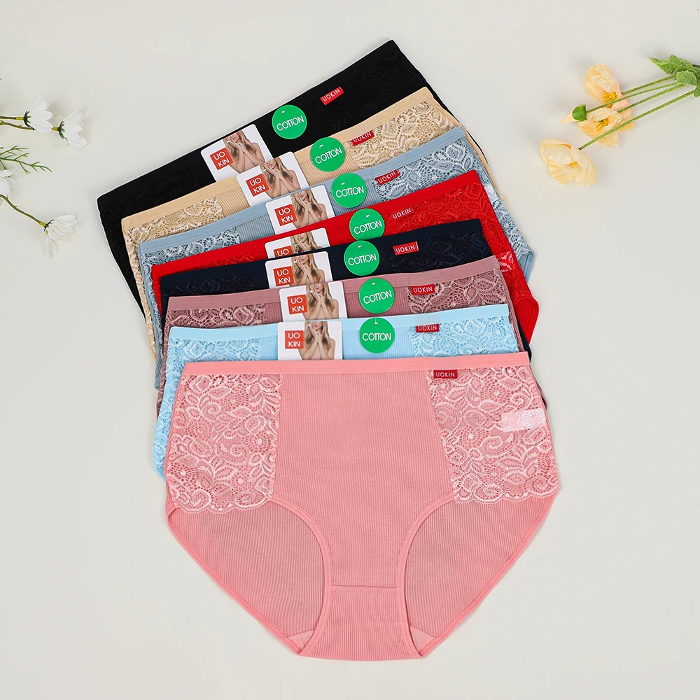 Wholesale cheap price UOKIN Granny sexy pure cotton panties ladies panties big size XXXL in dozen pack 12 pcs