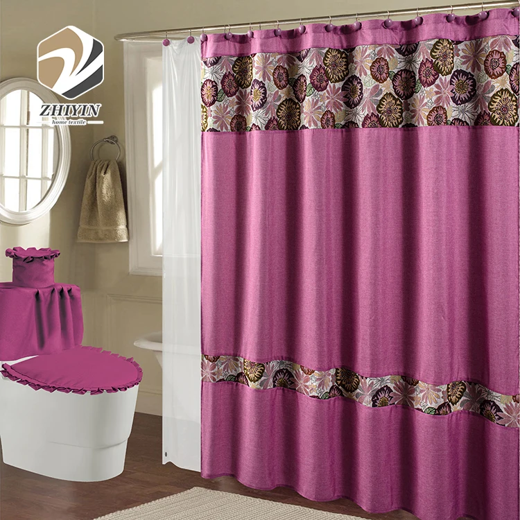 Fancy Wholesale Linen Style Custom Made 100 Polyester Home Goods Shower Curtains Set