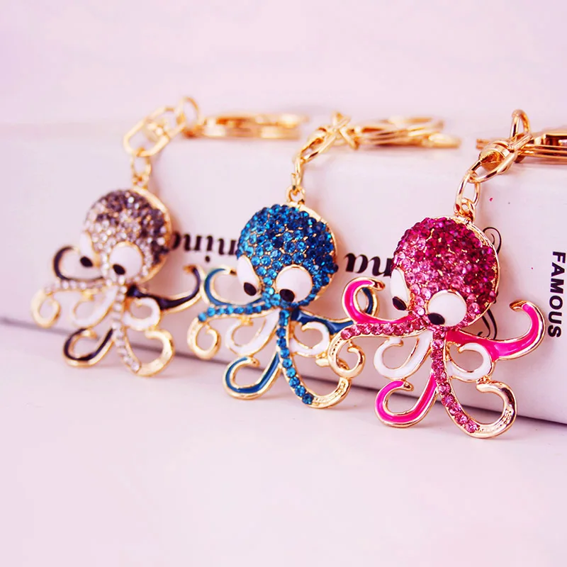 High quantity crystal material ocean  shape keychain