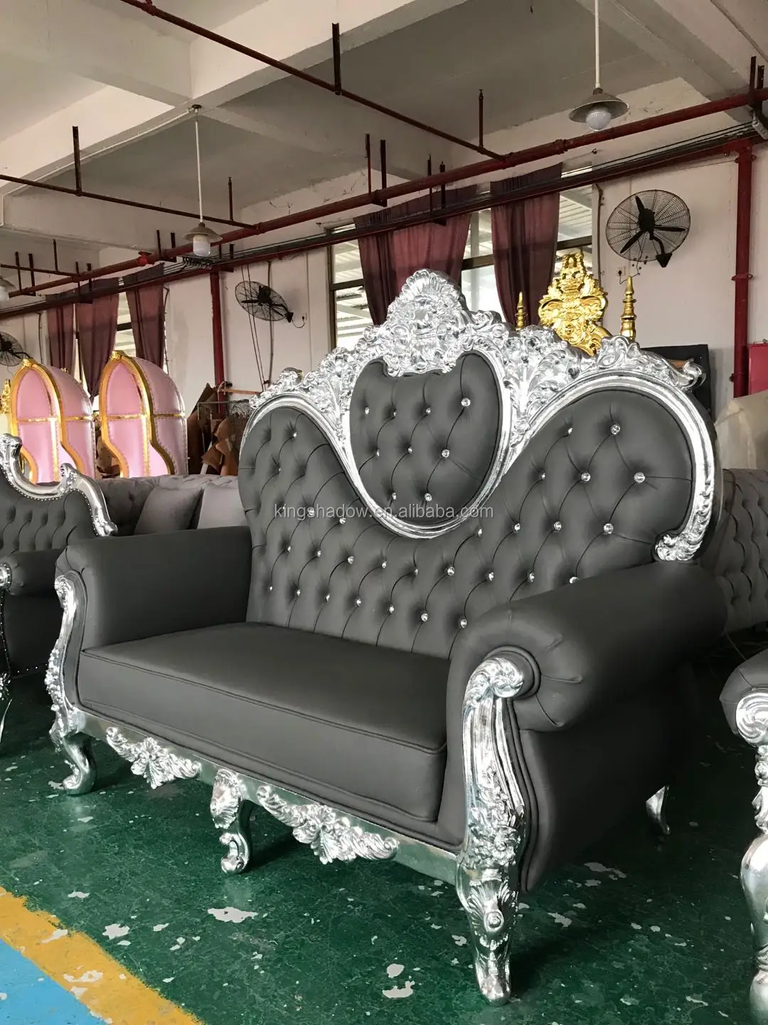 Royal waiting sofa leather waiting salon sofa nail salon reception sofa