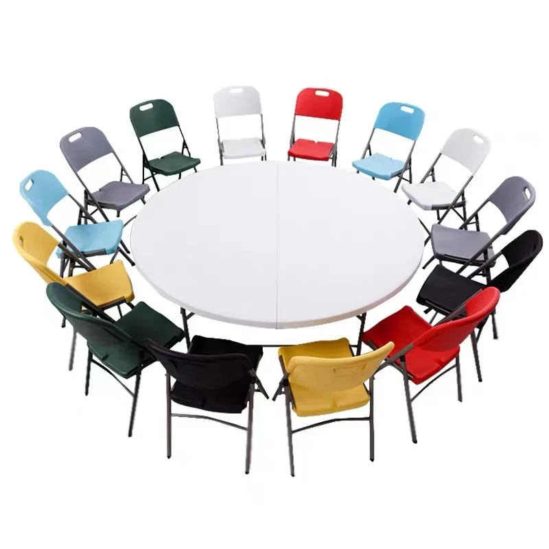 5ft Outdoor Furniture Folding Table Picnic Rectangle Plastic Tables Portable Plastic round Folding Tables