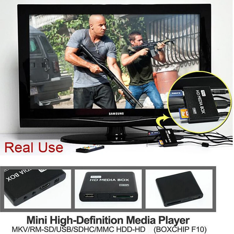 Медиаплеер Full HD 1080P мультимедийный видеоплеер SD MMC карты USB пульт дистанционного управления