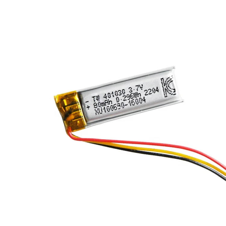 Small 3.7V 80Mah TW401030 Polymer Li-Ion Battery