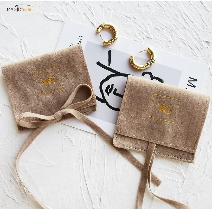 Factory Customized Environmentally Thick Suede Velvet Earing Rings Jewellery Package Bag Jewelry Packaging Pouch With Logo