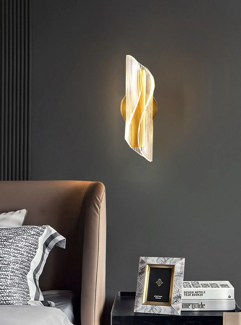 Modern creative screw shape living room backdrop wall lamp personalized bedside acrylic wall light for Bedroom Hotel