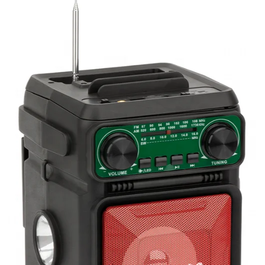 Прямая поставка от производителя Дунгуань, Портативная колонка, FM AM-радио, перезаряжаемый синий зуб, солнечное зарядное устройство, фонарик, радио