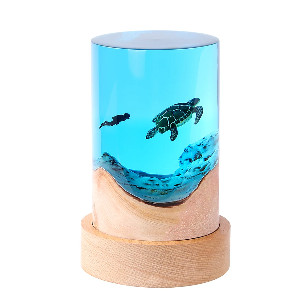 Diver And Sea Turtle Lamp Decorative Desktop Lamp Ornament For Home Office Hot Large Handmade Epoxy Resin Night Light