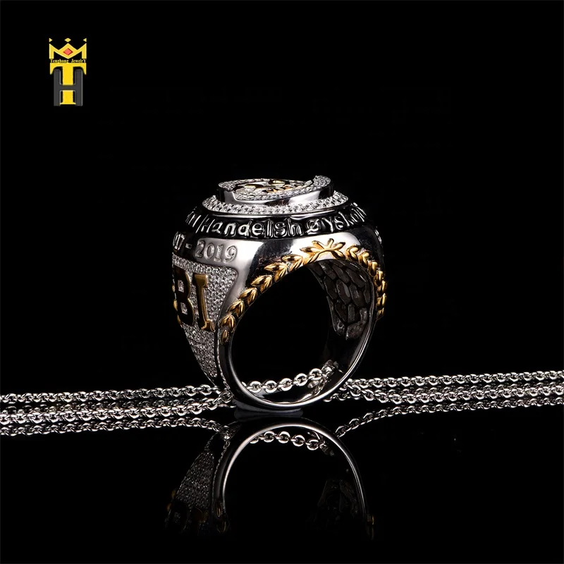 Custom signet university college ring hip hop rings necklace national championship mens ring