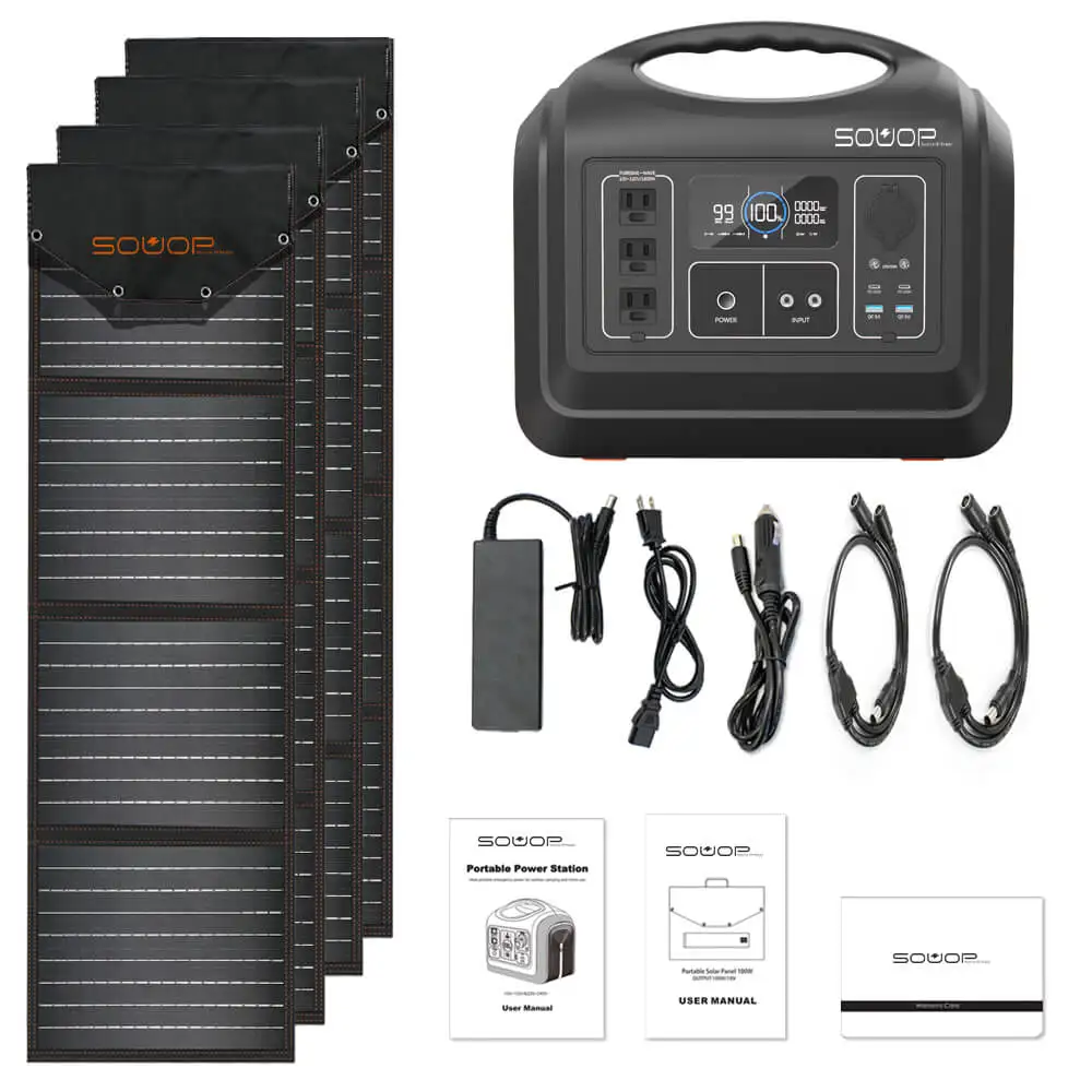 EU 1800W portable power station outdoor camping portable solar generator with panel complete set