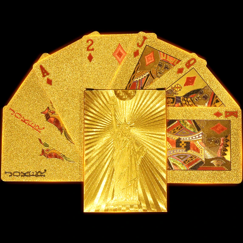 Wholesale Golden Playing Cards PET/PVC Plastic Waterproof Poker Cards Custom 24K Gold Playing Cards
