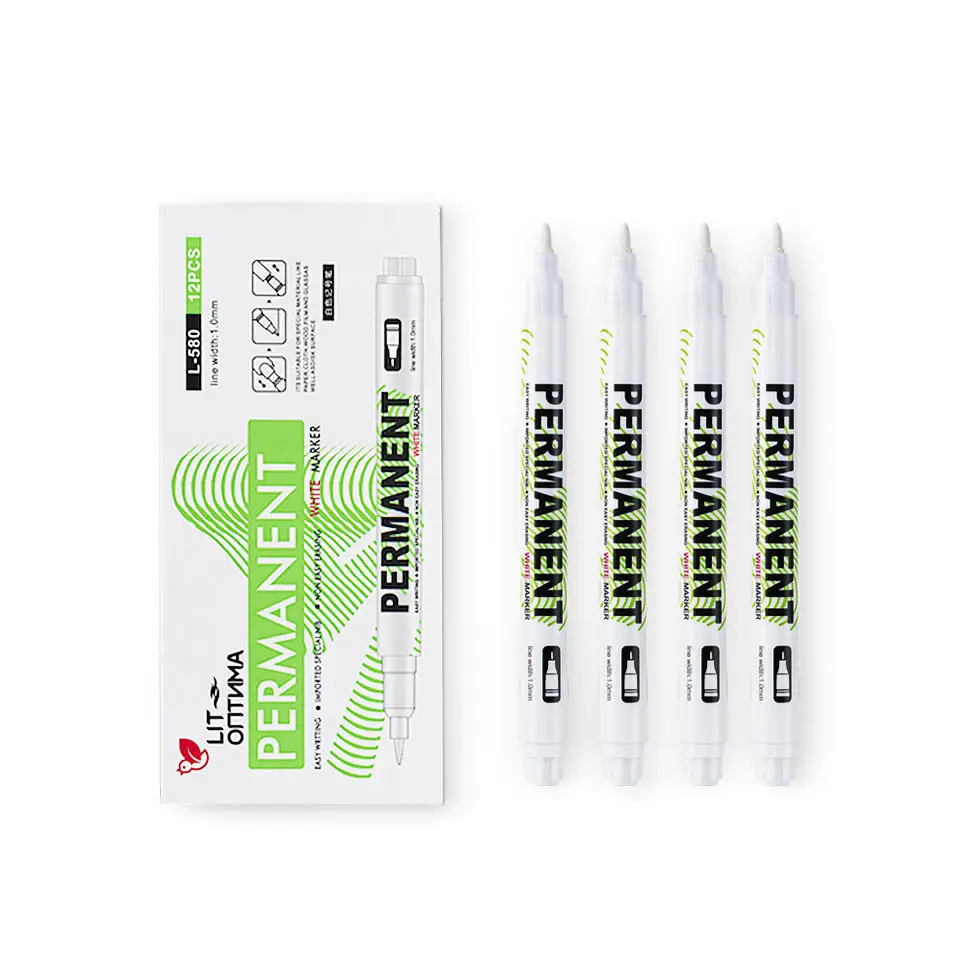 White Permanent Marker Highlight Fineliner Pen Waterproof Students Graffiti Art Painting Alcohol Markers