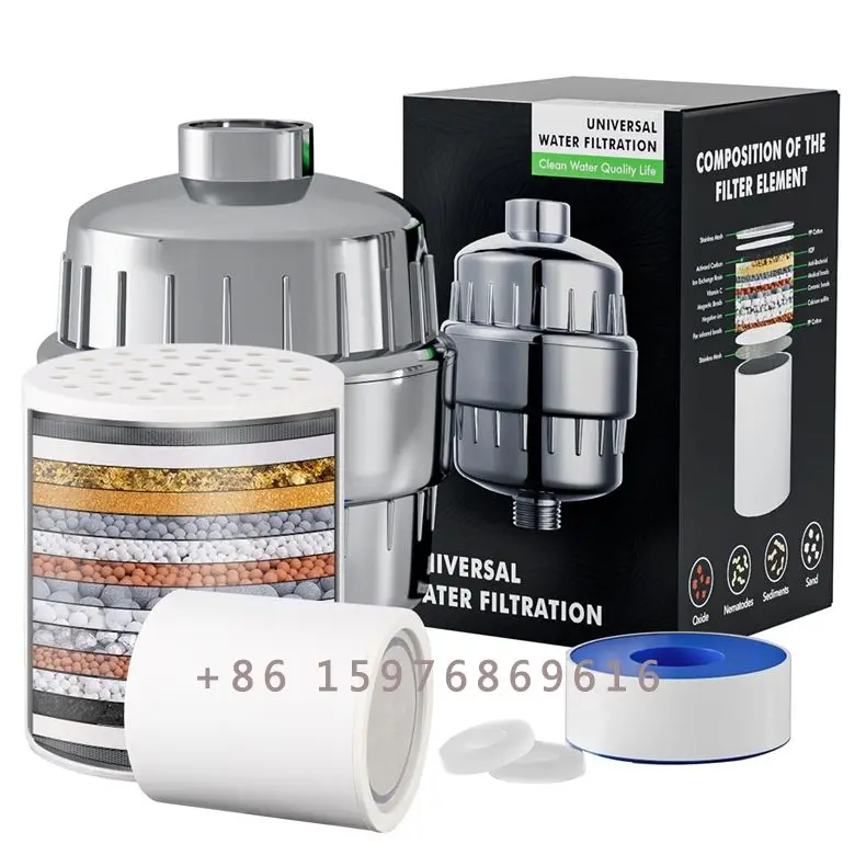 12 15 18 20 многоступенчатый металлический фильтр для душа хлор с углеродом KDF твердой воды хромированные фильтры душевой лейки