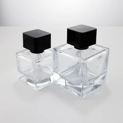 Perfume Bottle Manufacturer 50ml 100ml Fragrance Rectangle Glass Bottles with sprayer and Cap