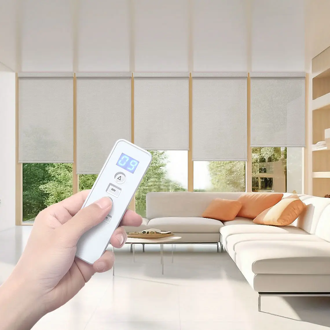 Roller Blinds Fabric Polyester Blackout Electric Motorized Automatic Window Blinds Roller Blinds For Window