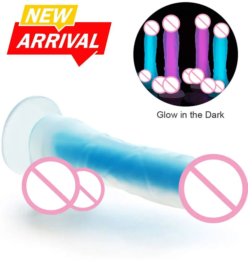 Large Size Soft Silicone Huge with Strong Suction Cup Adult Sex Toy Erotic Products Noctilucence Realistic Dildo for women