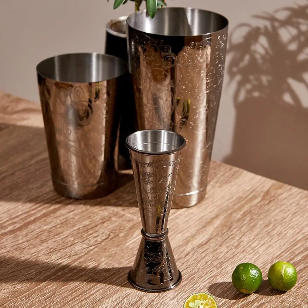Factory Direct Black Copper Food Grade 304 Stainless Steel Cocktail Shakers Set