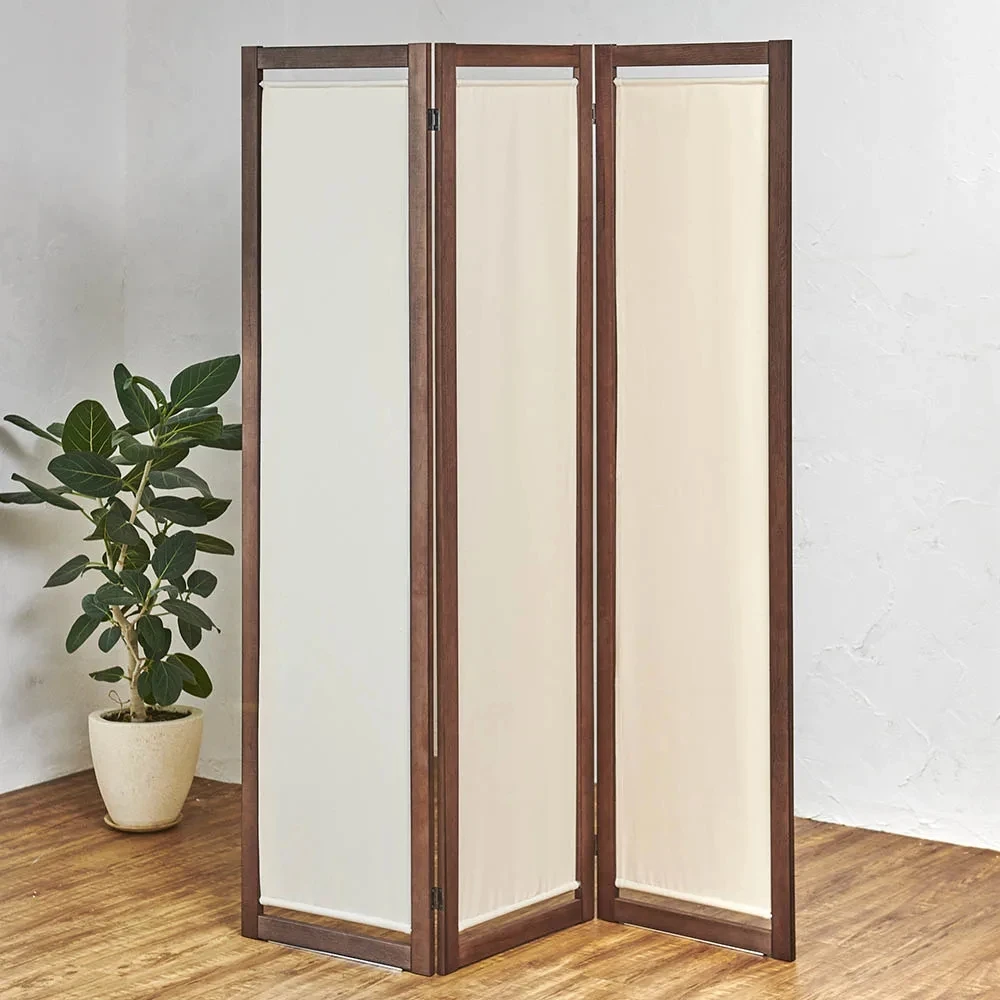 Simplicity canvas folding screen wooden room divider hall partition