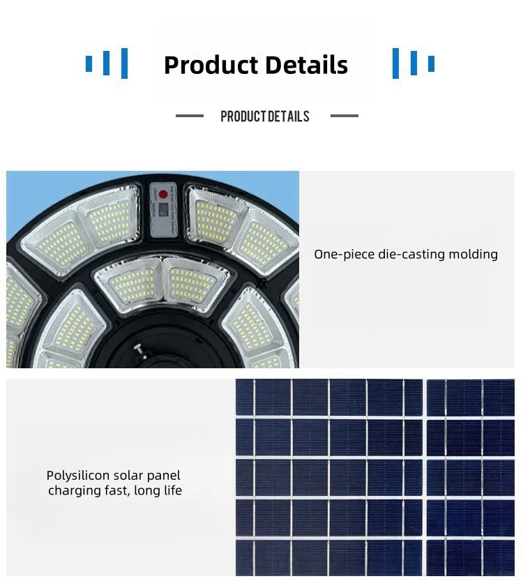 Abs Smd Outdoor IP65 Waterproof 100 200 Watt LED Solar Garden Lights with Motion Sensor Remote Control Smart Outdoor Lighting