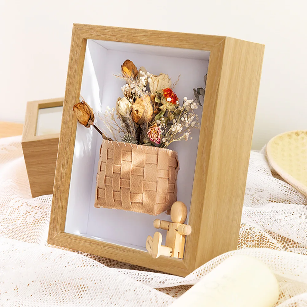 2024 New Black White Wood 3CM 5CM 2Inch Deep 8x10 A3 A4 16x16 Shadow Box Photo Frame With Removable Inner Frame With Real Glass