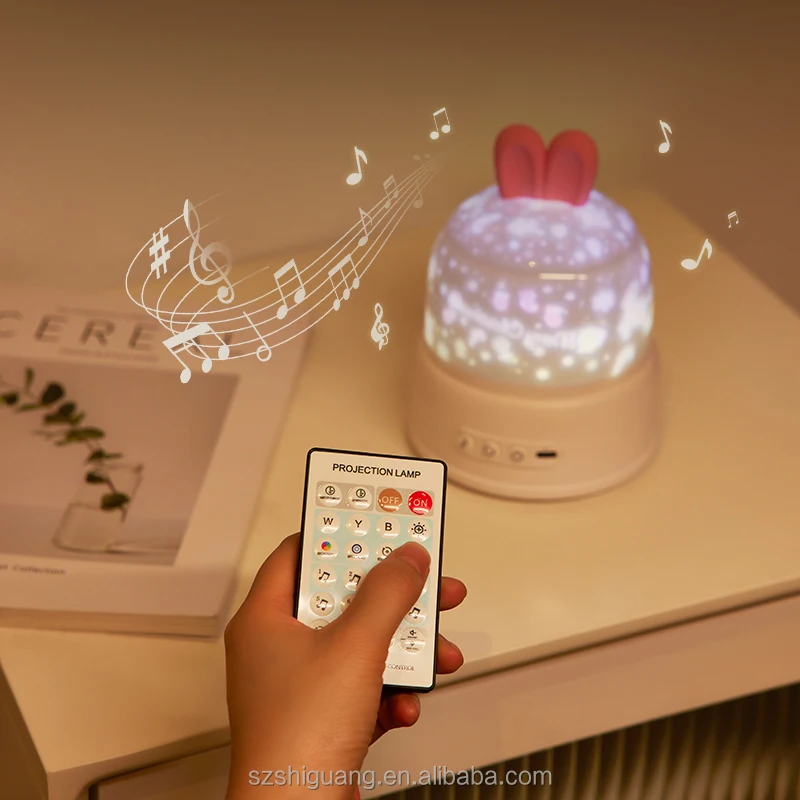 Factory Wholesale Rechargeable Rabbit Projector Night Lights RGB Projector Lamp For Kids Bedroom Bunny Star Projector