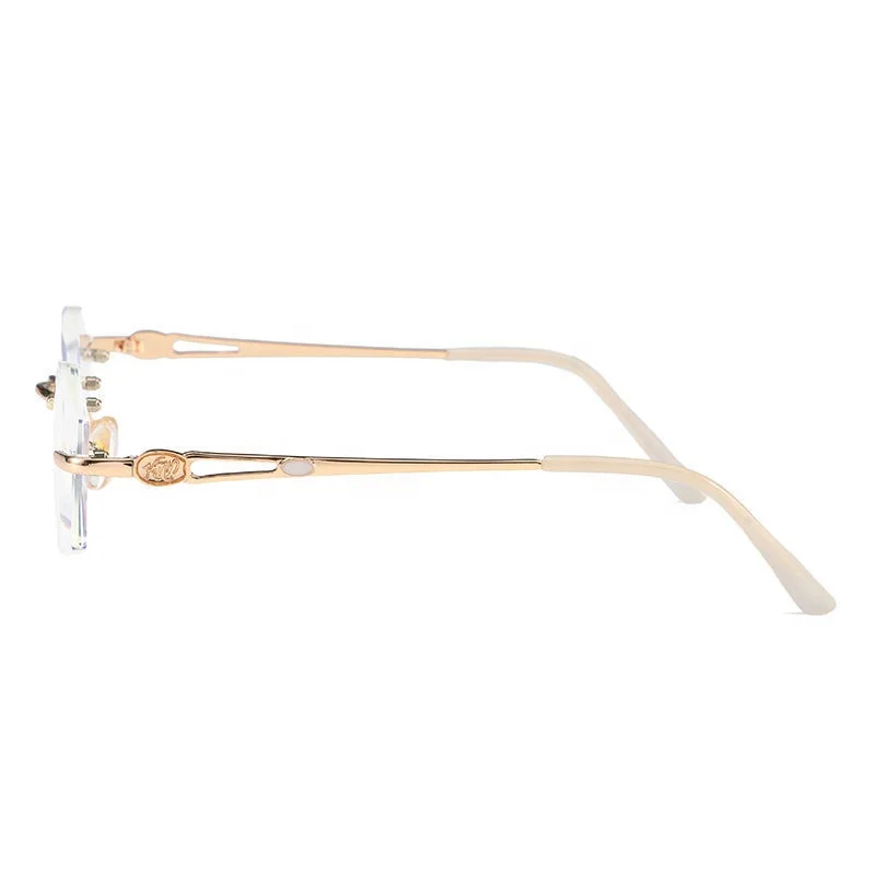 Wholesale Latest Diamond Cut Frameless Read Eye Glasses Popular Design Women Anti Blue Light Reading Glasses