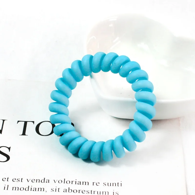 simple and colorful coil shape rubber band elastic telephone hair ties for women and  girls