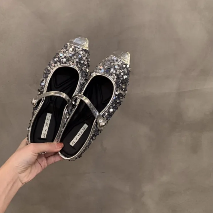 35-39 New Mary Jane Shoes Crystal Slipper Fashionable Women Shoes For 2 Colors