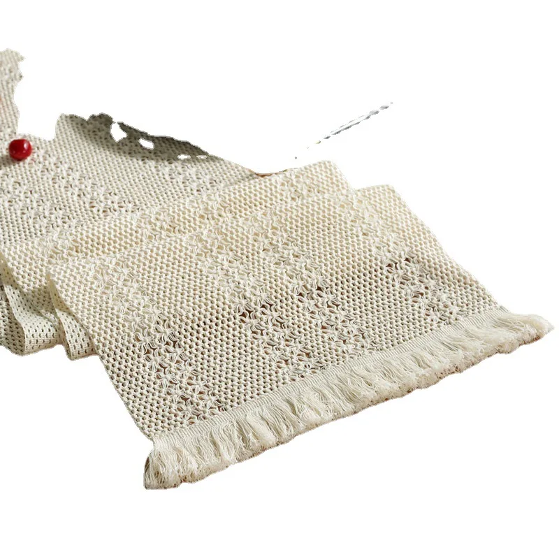 
T015 Cotton thread broadened American garden woven hollow fringe table lace fringe table flag table runner 