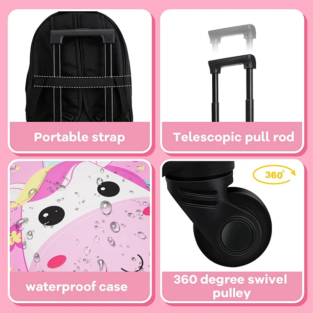 Cartoon Cute Abs Carry-On Trolley Case Pink Classic Simple Outdoor Travel Bag Sets Suitcase For Kids Children Girls Boys