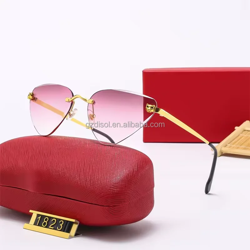 Famous Designer Unisex Rimless Hexagonal Sunglasses with Gradient Lens UV 400 Polarizing Fashionable for Outdoor Use