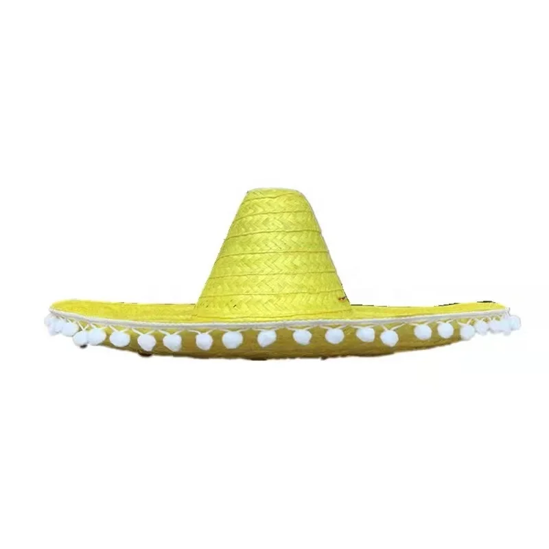 Mexican Party Hat Men Women Wide Brim Straw Hats Kids Adult Outdoor Decorative Colorful Edges Hats Creative Fashion Sombrero