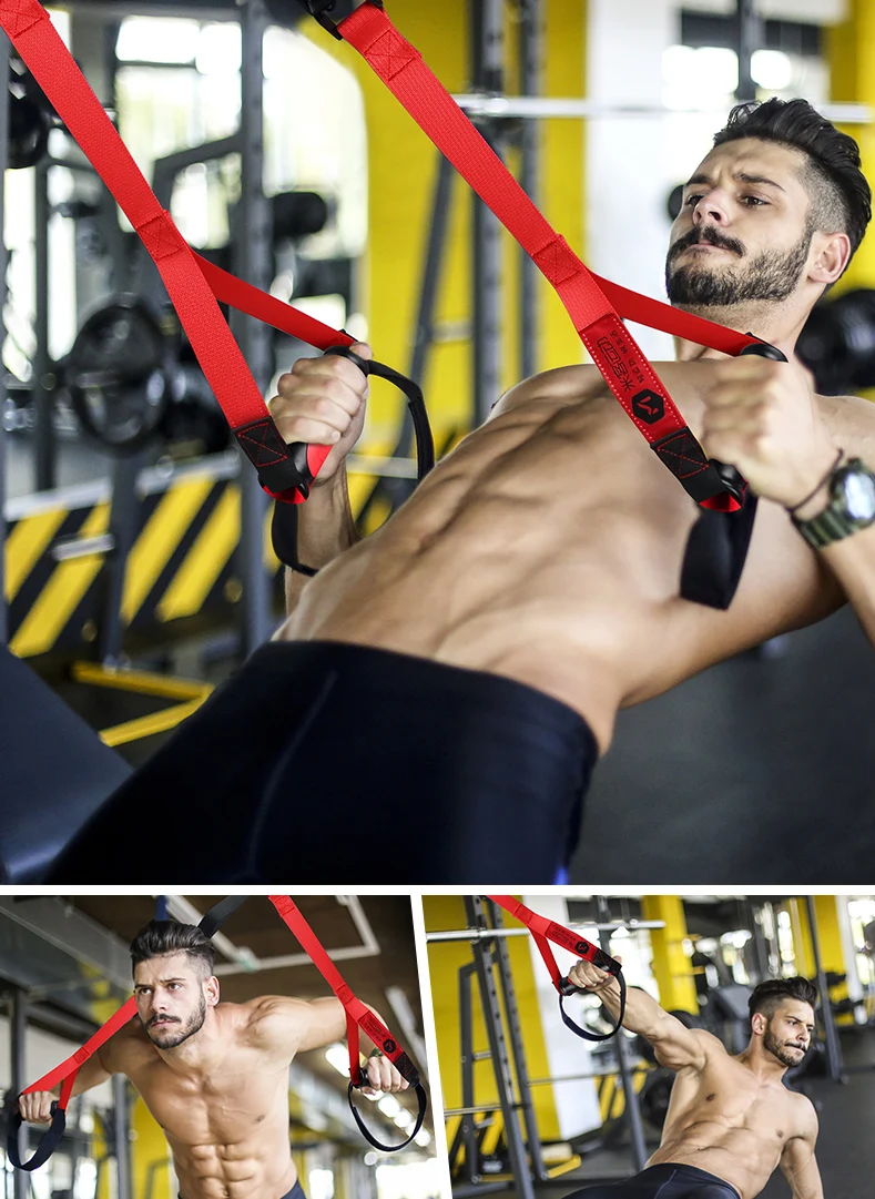 1100lb/500kg Fitness Kit Sling Trainer Hanging Training Belt  Exercise Home Workout Suspension Straps