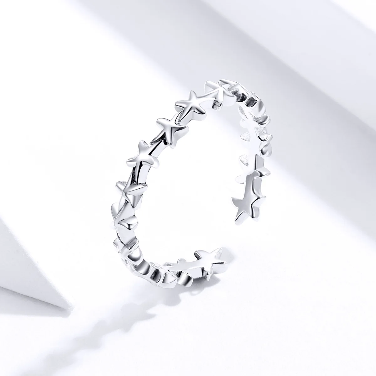 Real 925 Sterling Silver Design Starfish Stackable Finger Rings for Women Adjustable Open Rings Free Size Jewelry SCR607