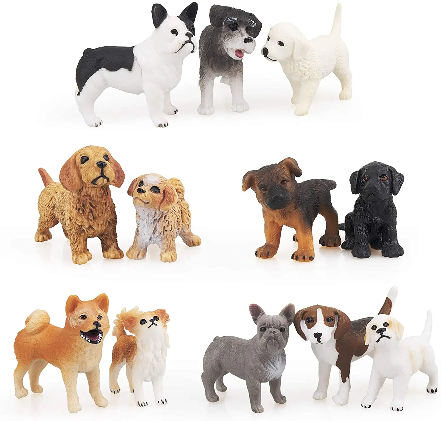 Plastic Hand Painted Mini Dog Figurine Toy Set for Cake Topper