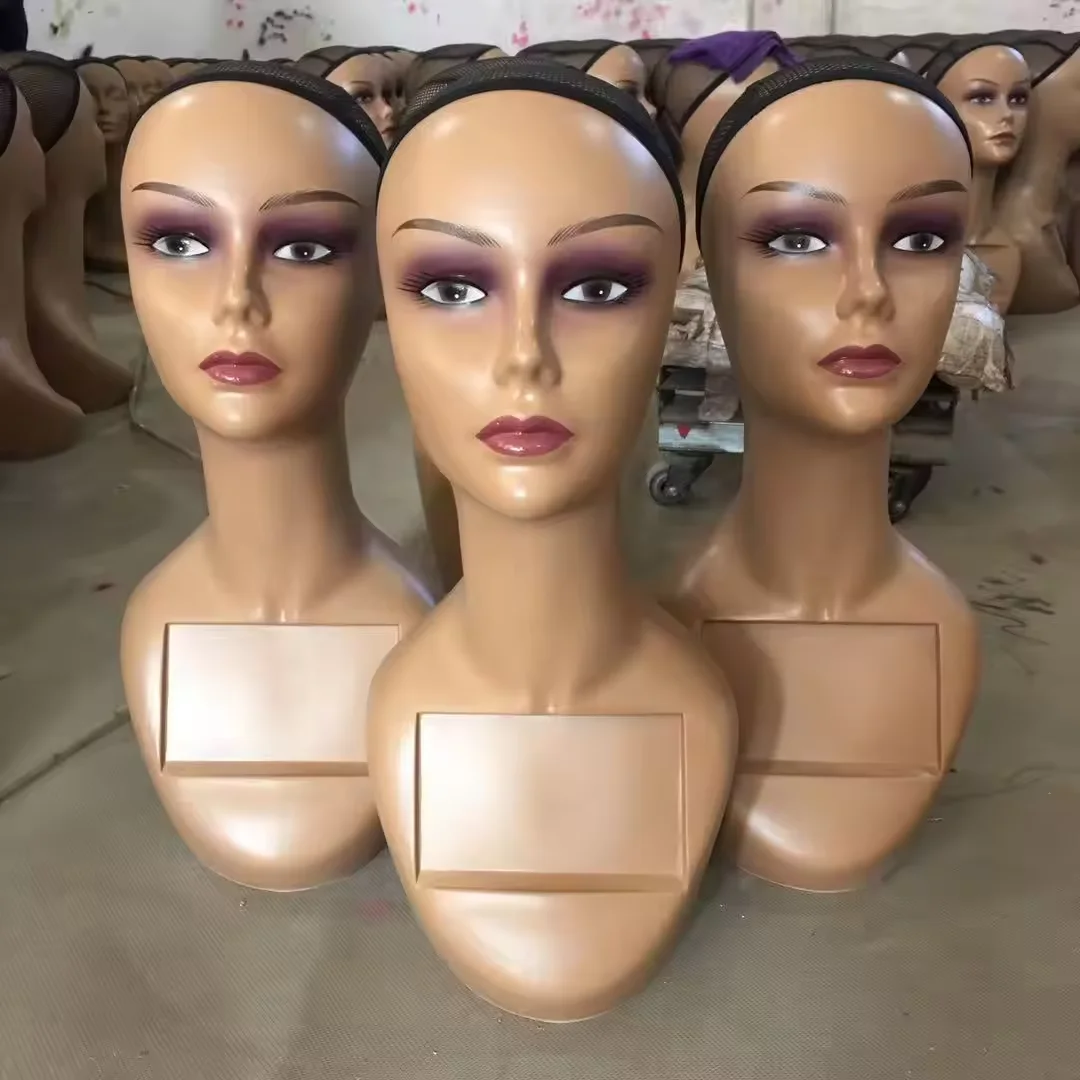 Realistic Female Mannequin Head with Shoulder Display Manikin Head Bust for Wigs,Makeup,Beauty Accessories Displaying