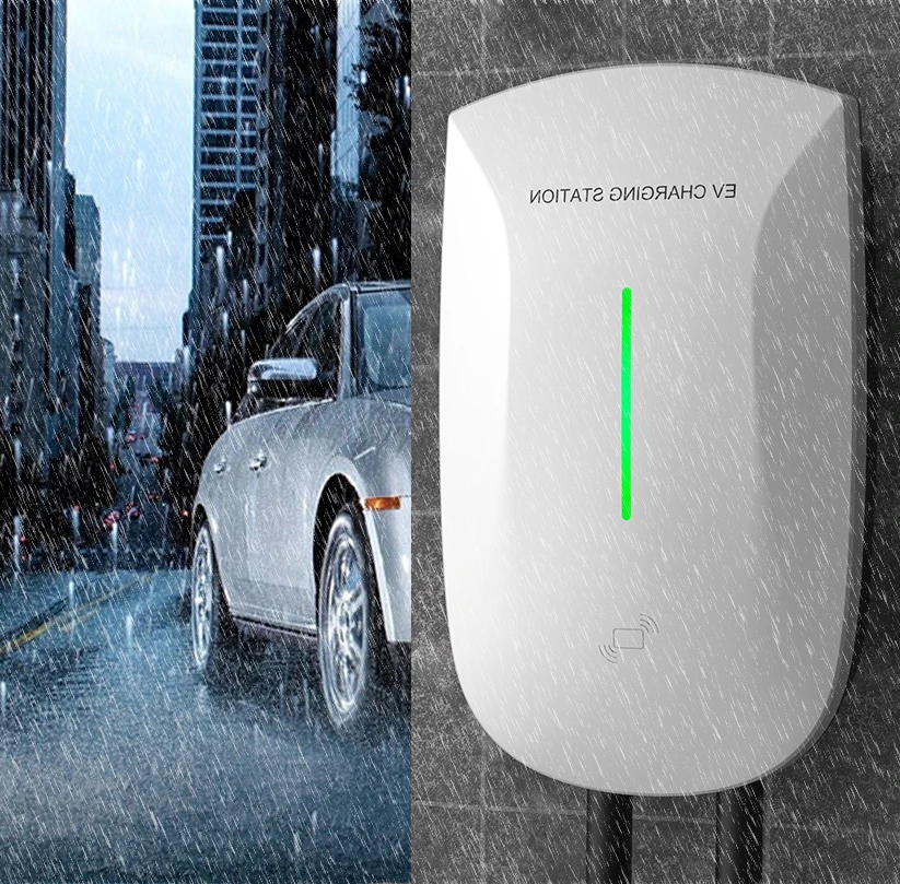 OEM ODM RFID 32A 1-фазный 3-фазный 7 кВт 11 кВт 22 кВт 5 м кабель типа 2 настенная электрическая Автомобильная зарядная станция EV