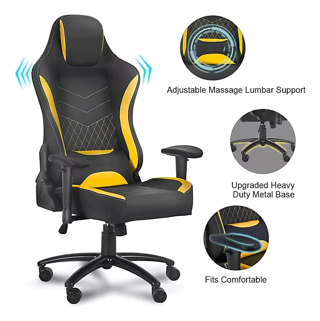 Brazil Stretch Cloth Cat Paw Cloth Yellow Gaming Chair with Wireless Gaming Keyboard and Mouse Armrest Pad for Arms and Elbows